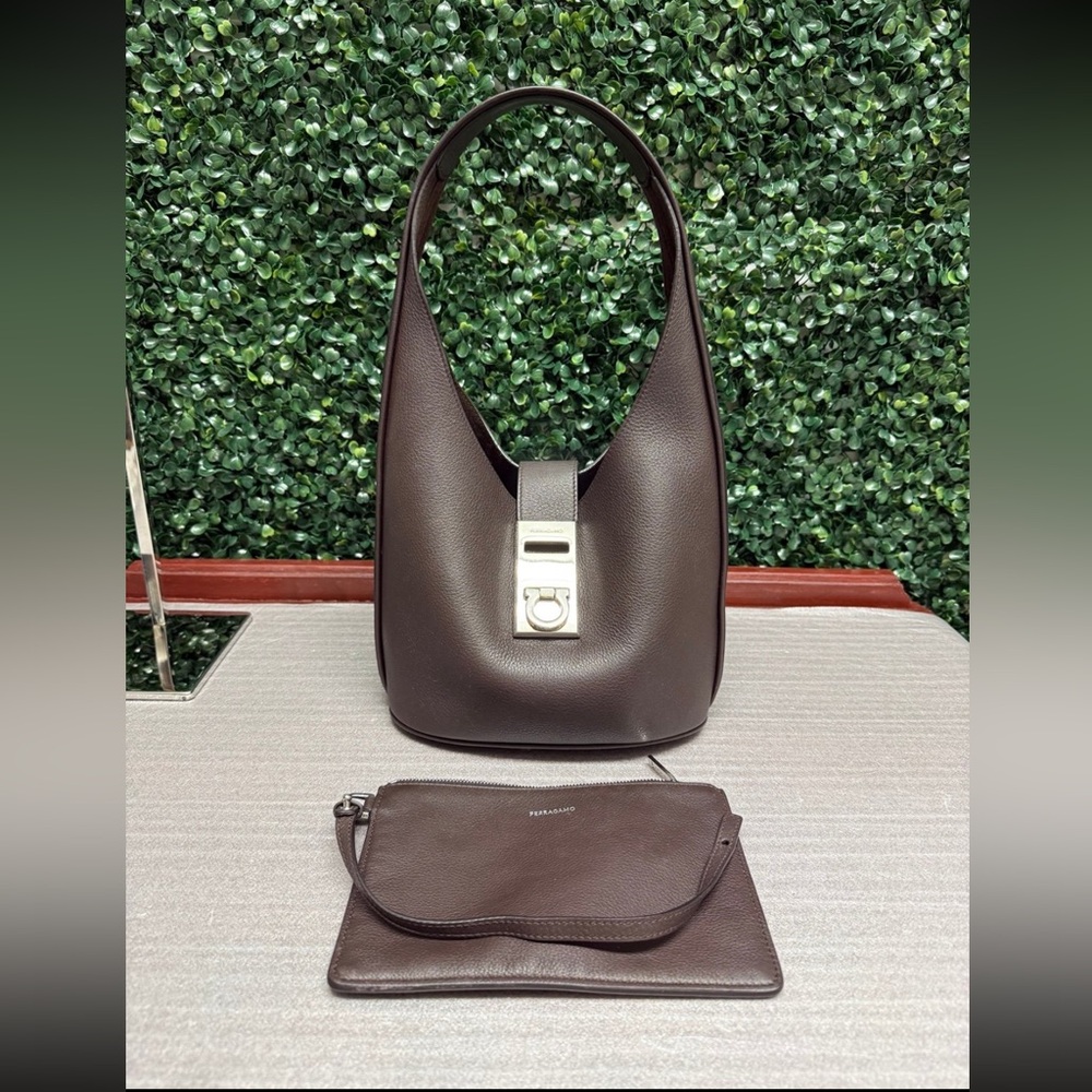 Ferragamo Gancini Buckle Hobo with Pouch